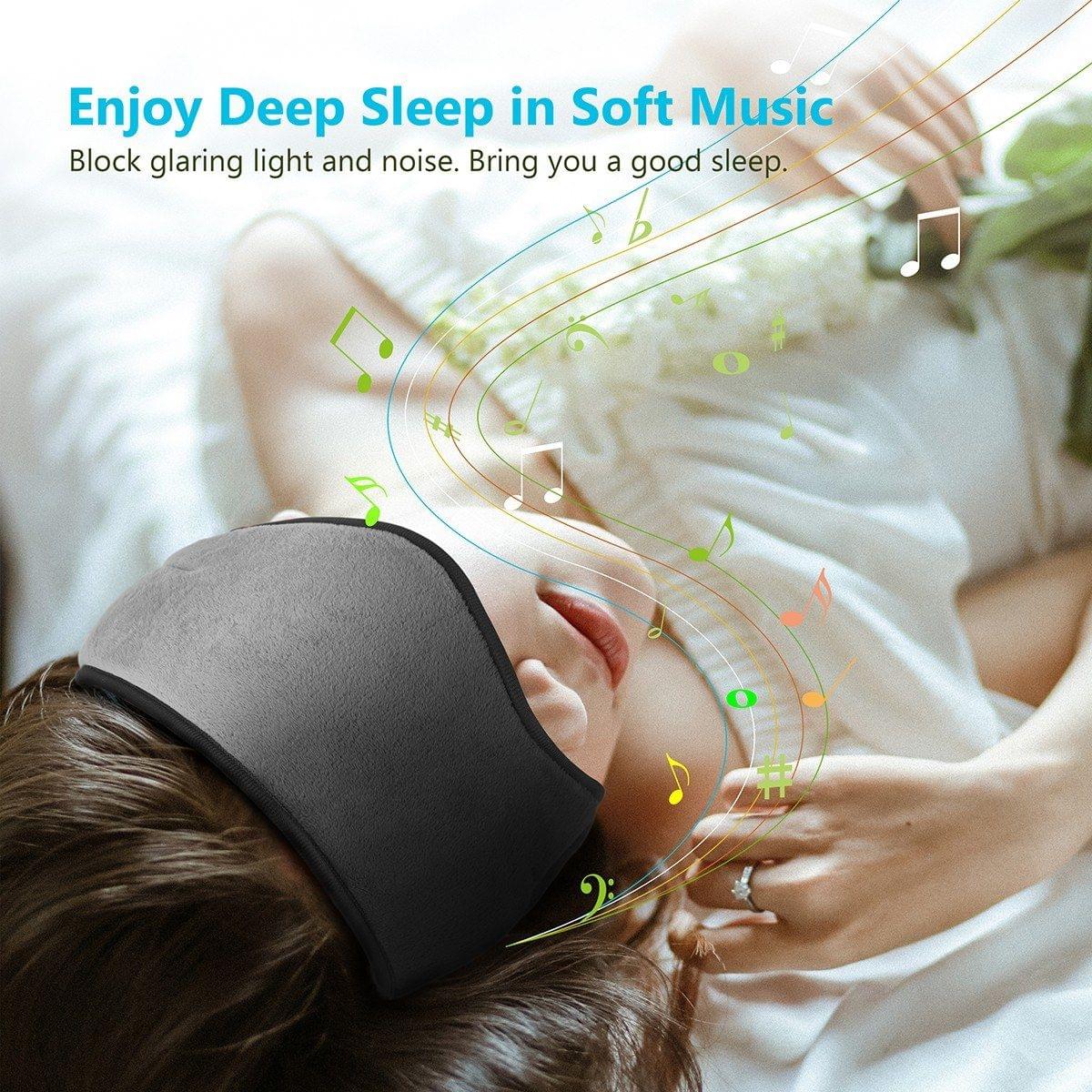 dodocool Wireless Multifunctional Sleeping Eye Mask with Stereo Sound Headphones Washable Music Eye Cover 4.2 Wireless Adjustable Headset with Built-in Speakers Microphone Handsfree for Travel and Sleep Chargeable Grey