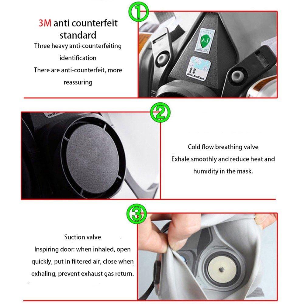 7 in 1 Suit Half Face Mask Gas Mask Respirator Mask Painting Spraying for 6200 Facepiece Gas Mask