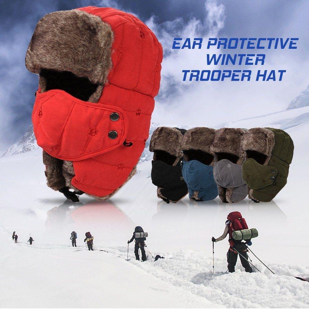 Women Men Water Repellent Warm Winter Trooper Hat with Mask Ear Flaps