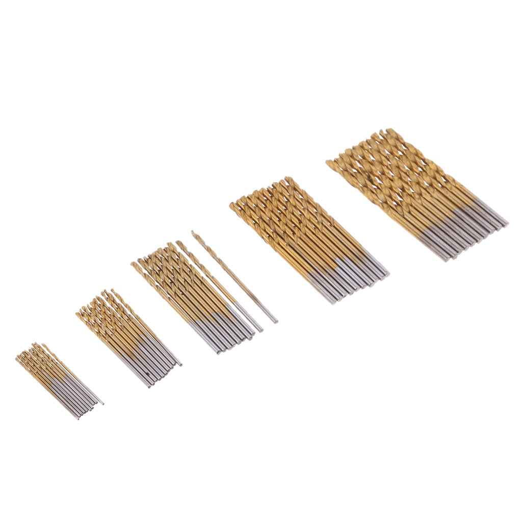 Titanium Coated HSS Drill Bits Set 50 Piece Plastic Wood Metal Kit 1.0-3.0mm