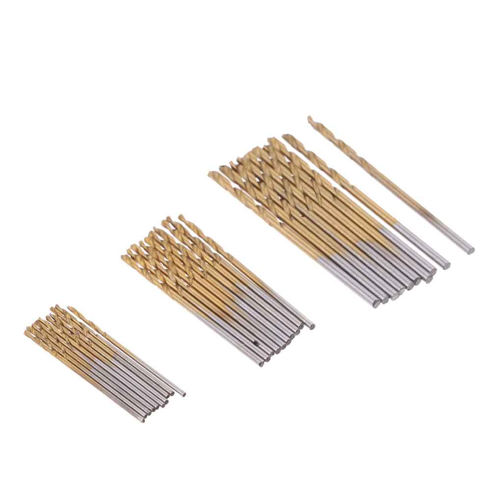 Titanium Coated HSS Drill Bits Set 50 Piece Plastic Wood Metal Kit 1.0-3.0mm