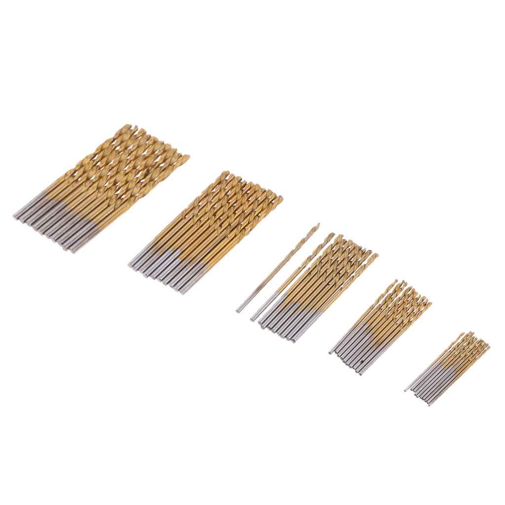 Titanium Coated HSS Drill Bits Set 50 Piece Plastic Wood Metal Kit 1.0-3.0mm