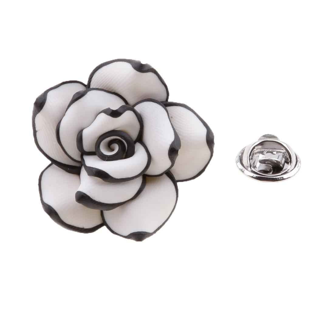 Handmade Polymer Clay Flower Brooch Vintage Wedding Handcrafted White