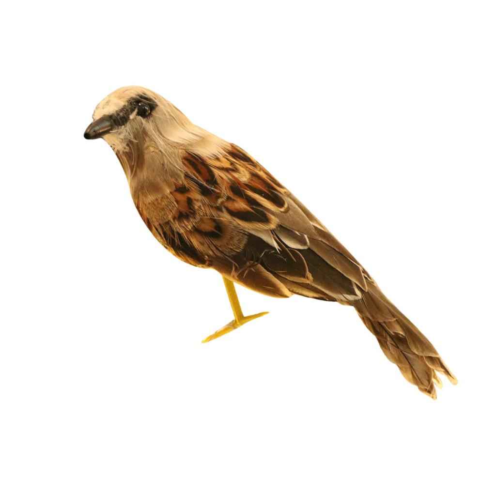 Artificial Bird Feathered Realistic Sparrow Home Garden Decor Ornament 1