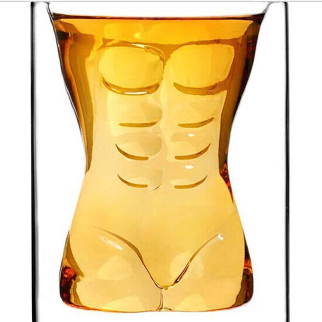 Muscle Glass Cup Double Wall Shot Bar Drink Whiskey Wine Beer Mug Glassware
