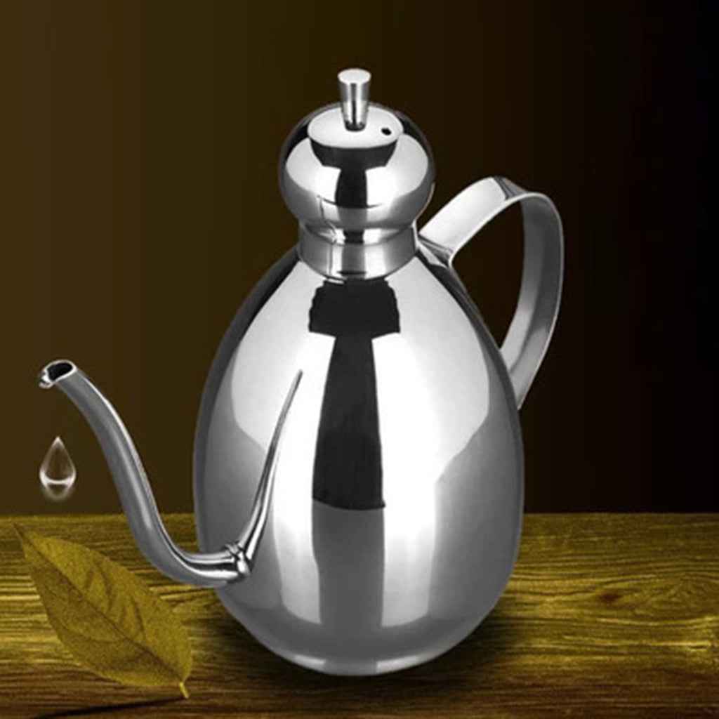 Stainless Steel Oil Can Drizzly Cruet Bottle Dispenser with Drip 0.35L