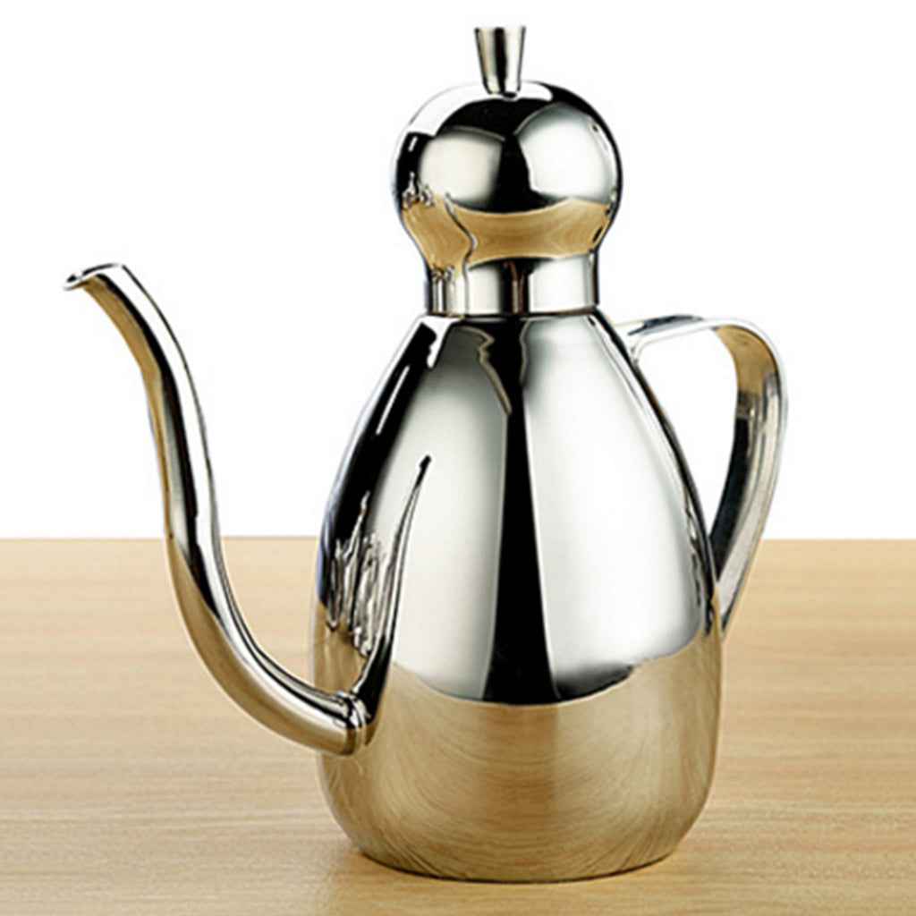 Stainless Steel Oil Can Drizzly Cruet Bottle Dispenser with Drip 0.35L
