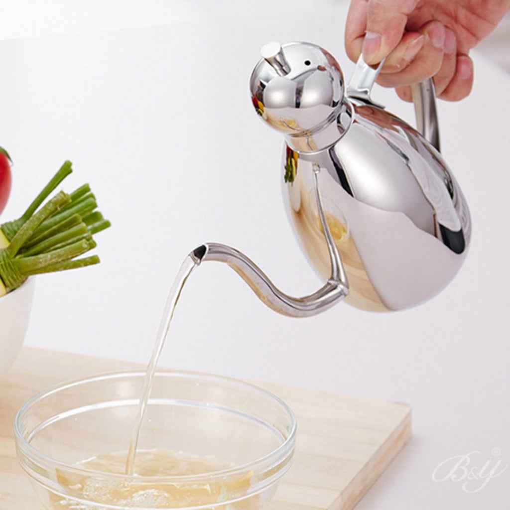 Stainless Steel Oil Can Drizzly Cruet Bottle Dispenser with Drip 0.35L