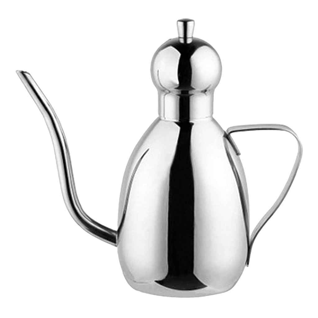 Stainless Steel Oil Can Drizzly Cruet Bottle Dispenser with Drip 0.35L