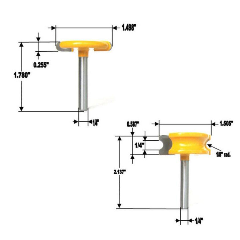4x Canoe Flute and Bead Router Bit Wood Cutter Woodworking 1/4 & 1/2" Shank"
