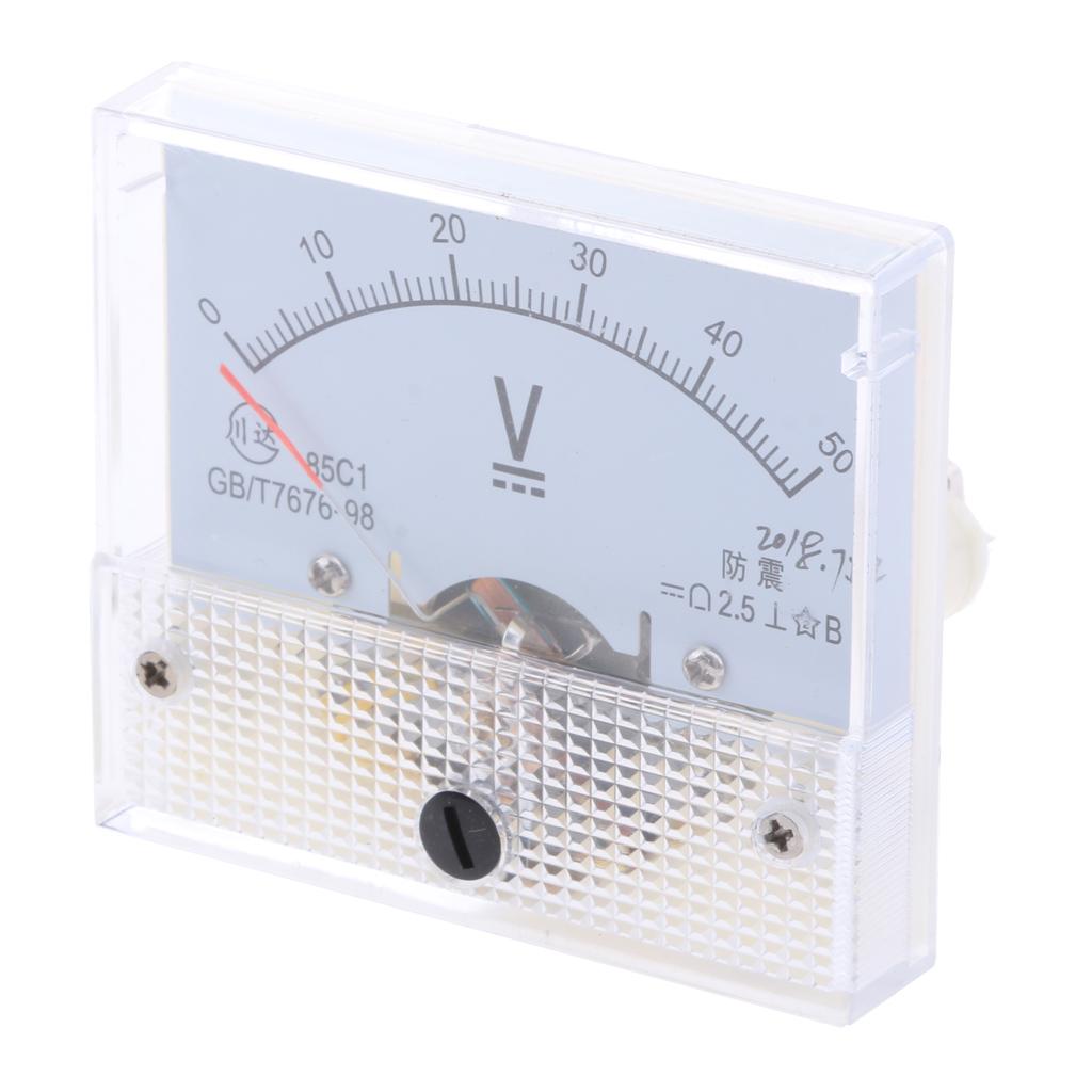 2x85C1 DC Rectangle Ammeter Amp Current Tester Analog Panel Voltmeter 0-50 V