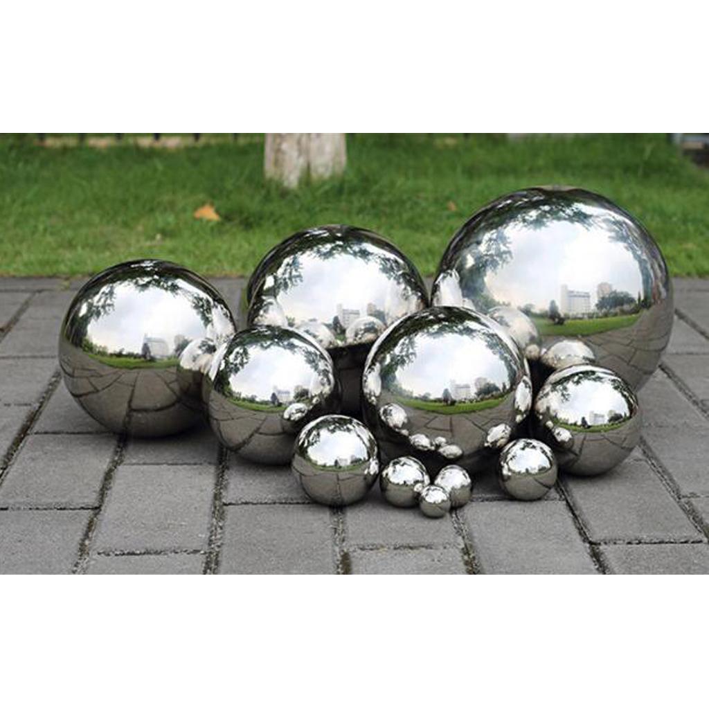3xStainless Steel Mirror Polished Sphere Hollow Round Ball Garden Ornament76mm