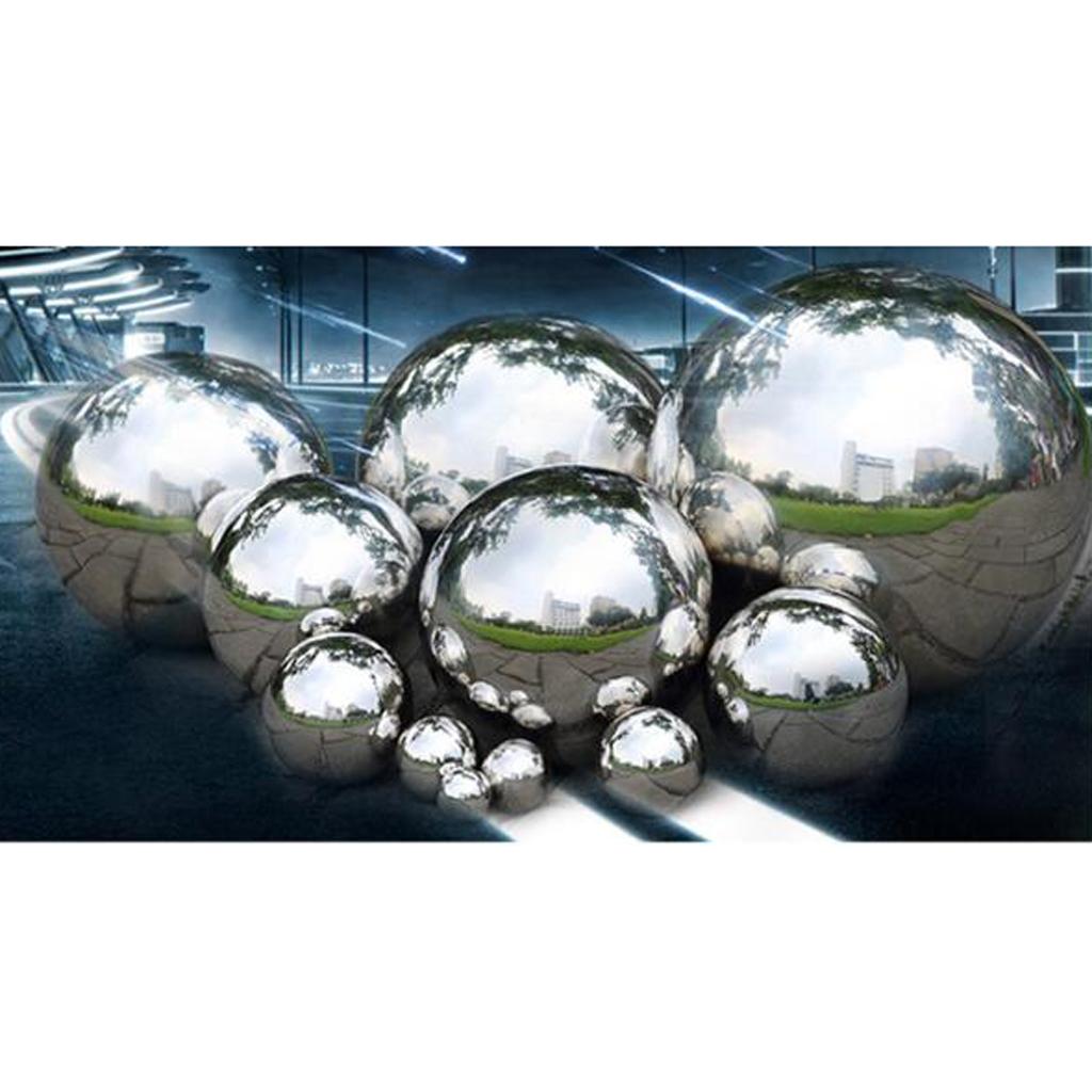 4xStainless Steel Mirror Polished Sphere Hollow Round Ball Garden Ornament76mm