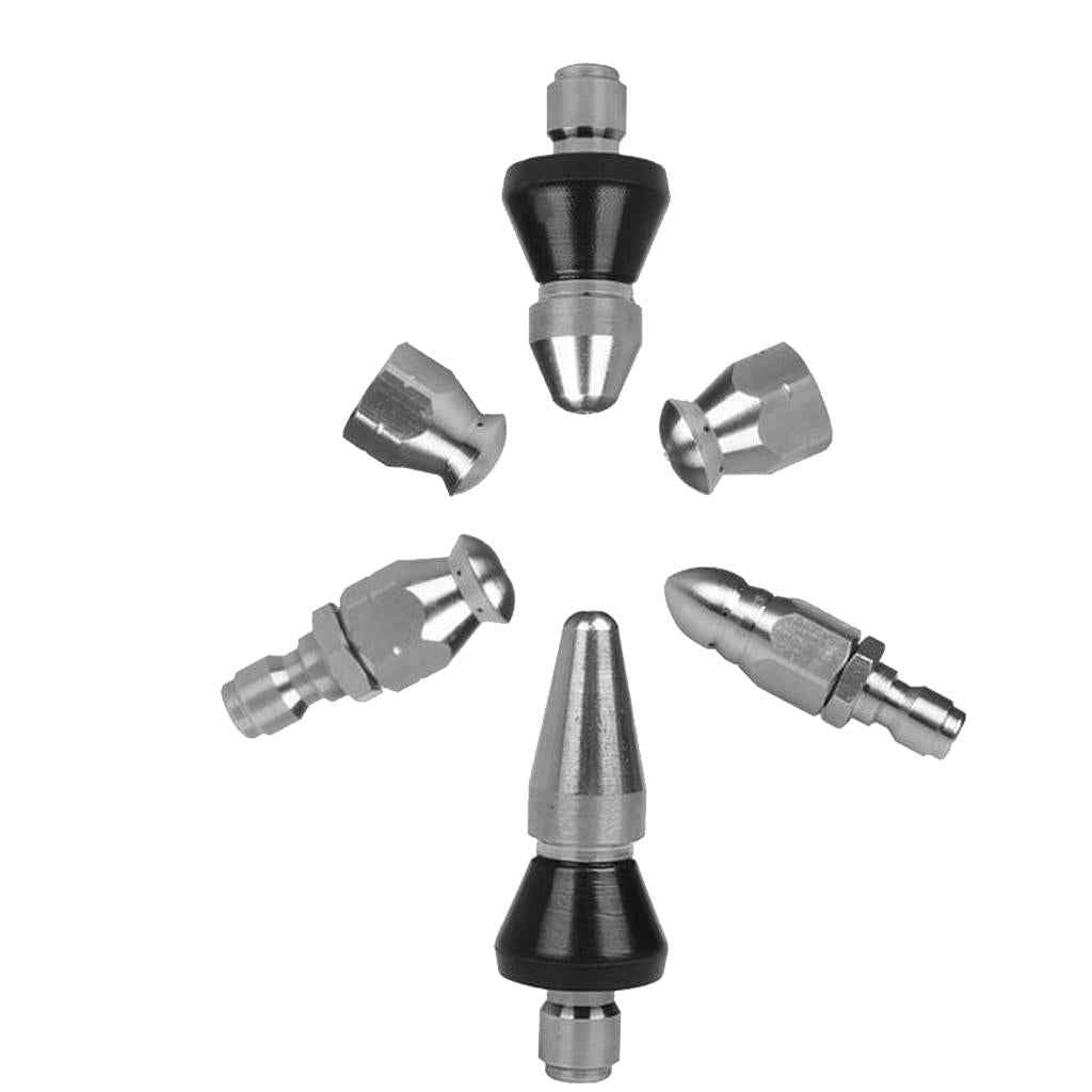 1/4inch Quick Connector Rotary Sewer Cleaning Nozzle Stainless Steel Pressure Washer Jetter Nozzle Pipe Drain Washing Tools Head