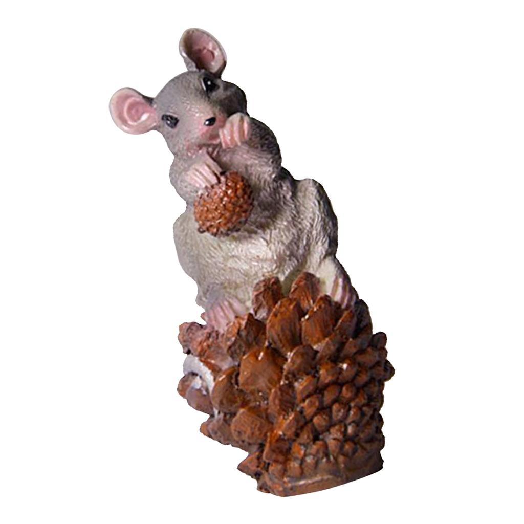 4xCute Mouse Figurine Sculpture for Home Garden Yard Statues Lawn Decoration
