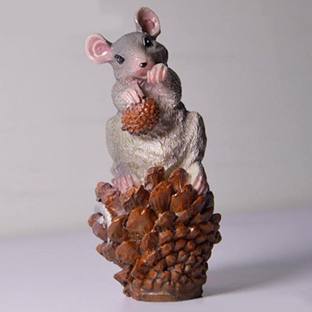 4xCute Mouse Figurine Sculpture for Home Garden Yard Statues Lawn Decoration