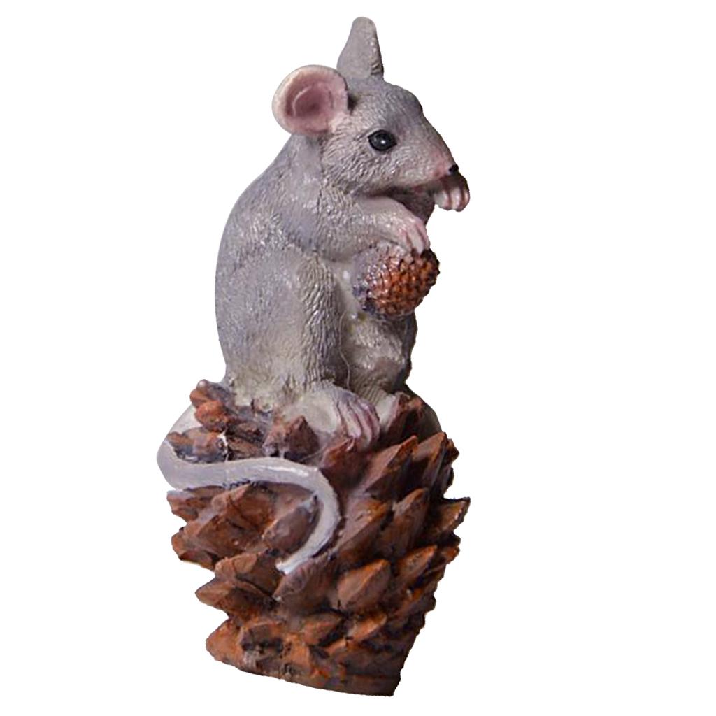 4xCute Mouse Figurine Sculpture for Home Garden Yard Statues Lawn Decoration