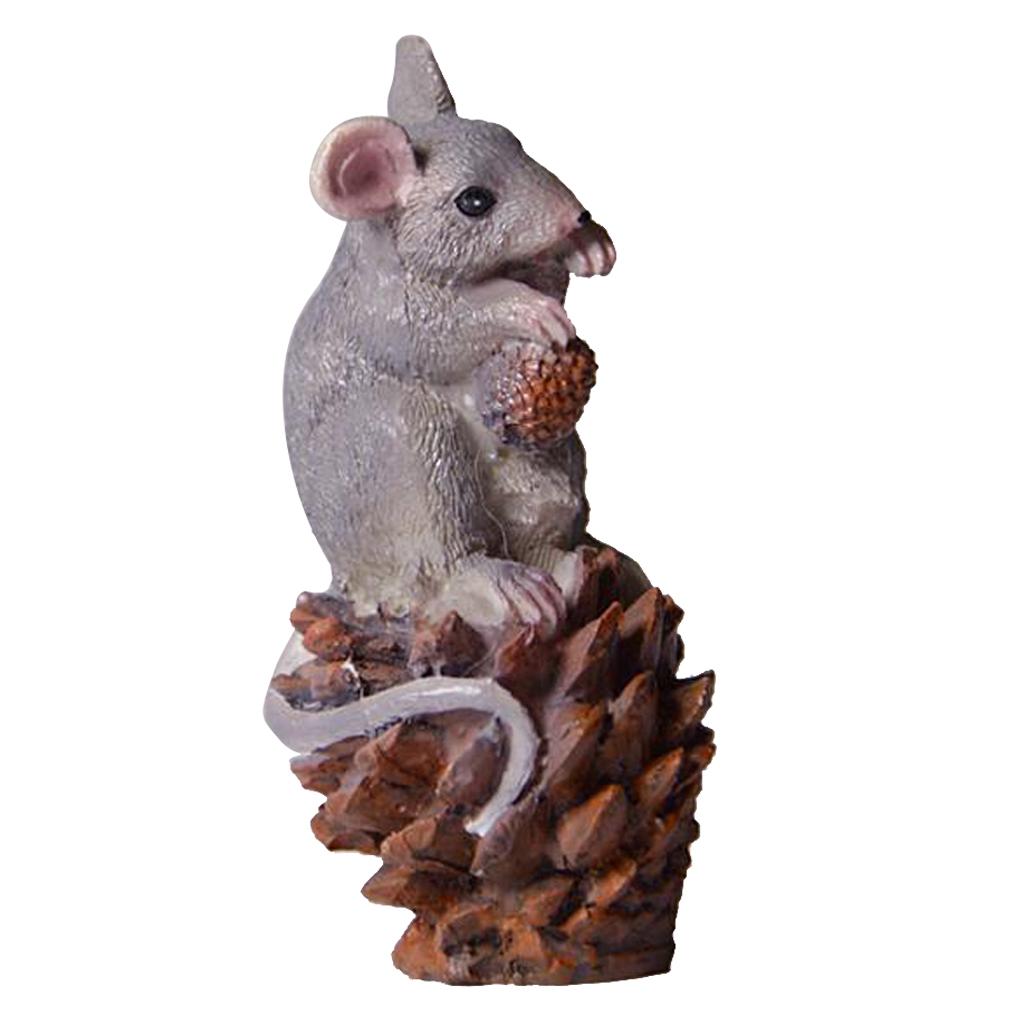 2xCute Mouse Figurine Sculpture for Home Garden Yard Statues Lawn Decoration
