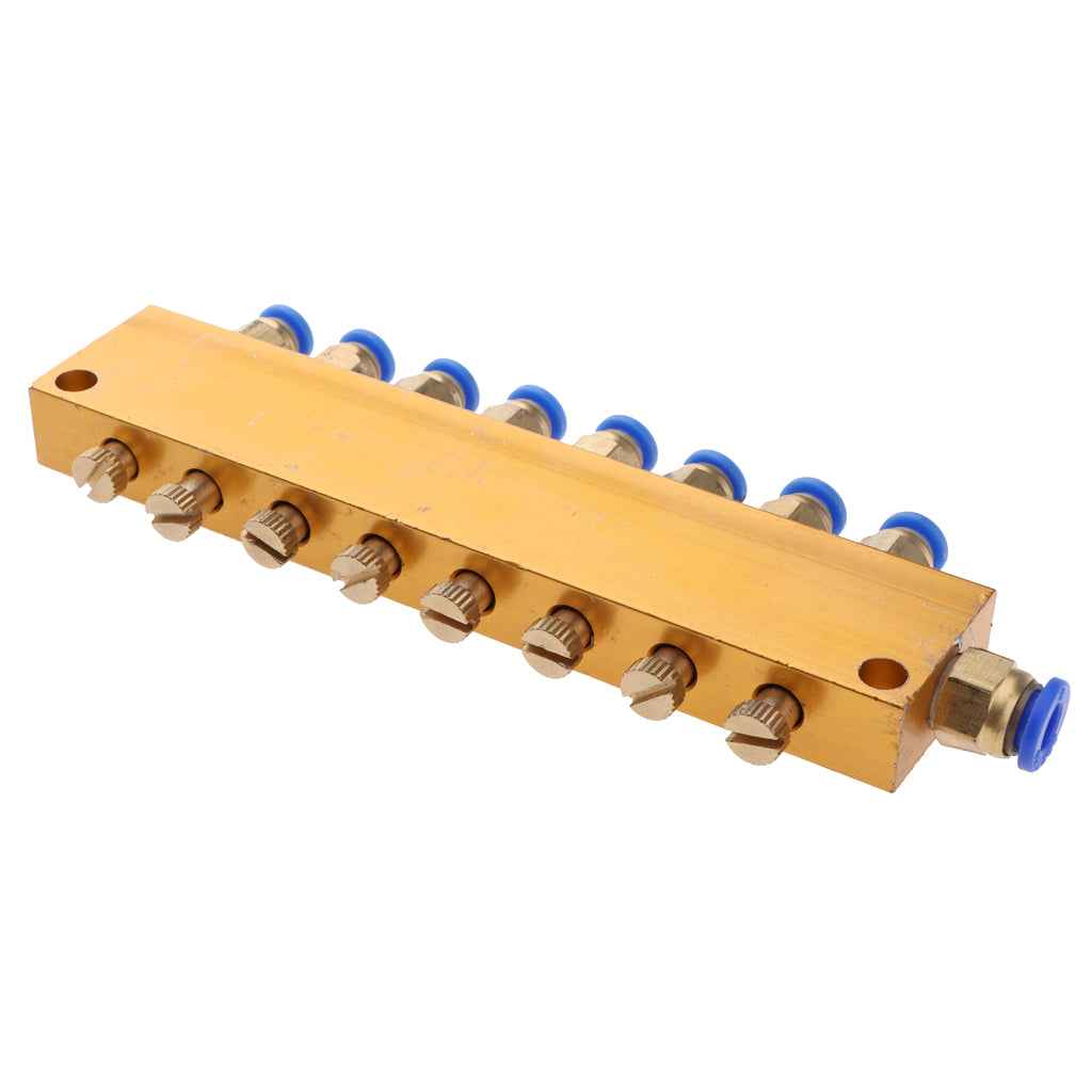 Brass 8-12 Way Adjustable Lube Oil Distributor Value Manifold Block 8 Way