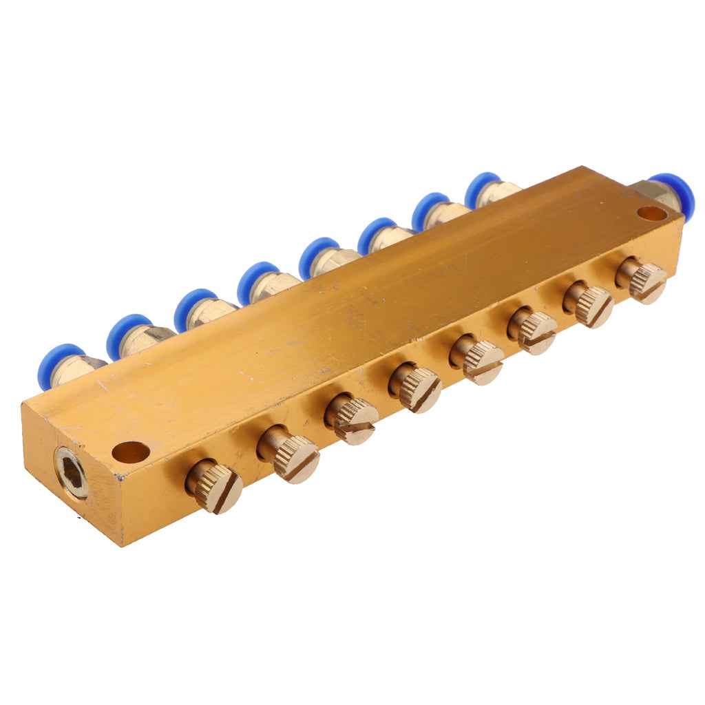 Brass 8-12 Way Adjustable Lube Oil Distributor Value Manifold Block 8 Way