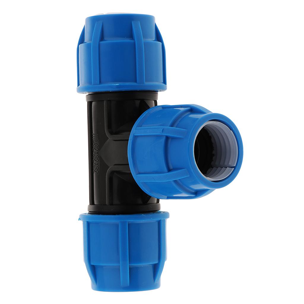 4xPE Quick Connect Push Tube Tee Union Coupler Pneumatic Push in Fitting 32mm