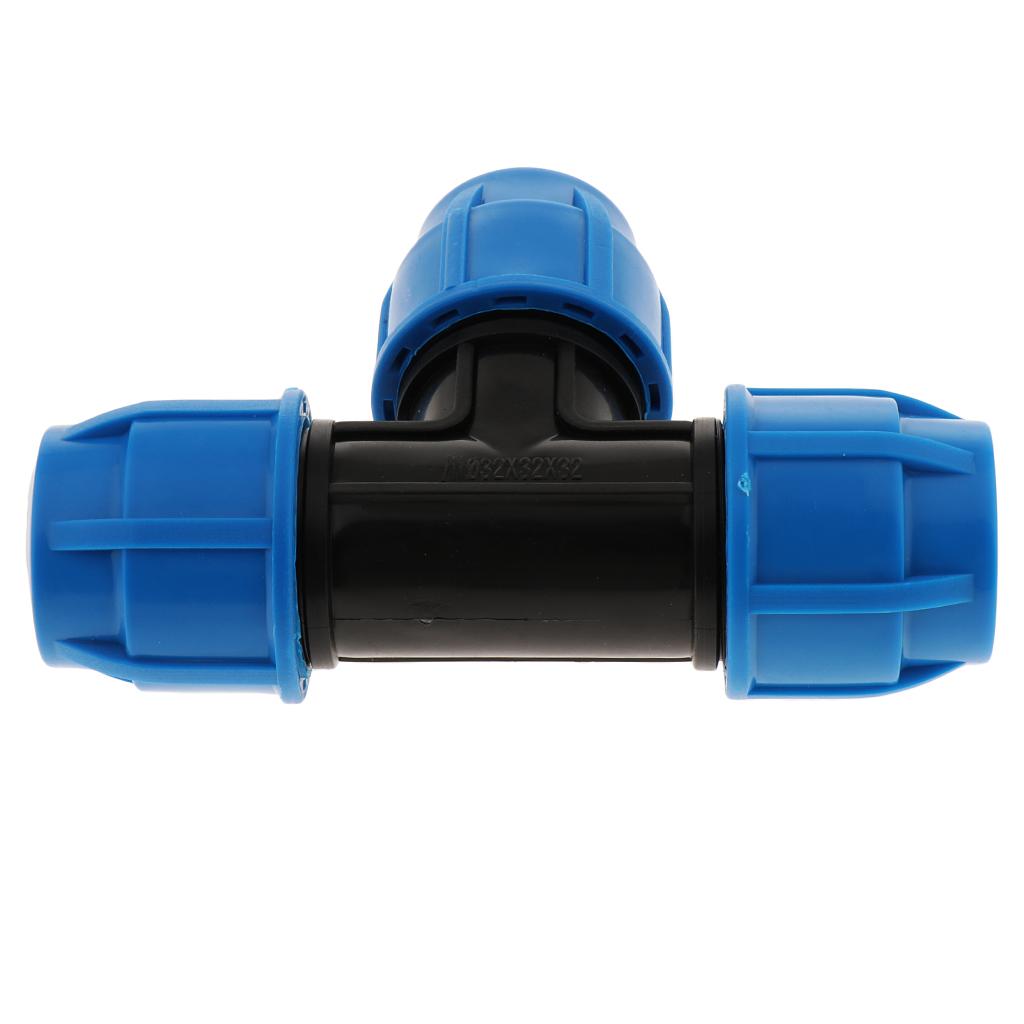 2xPE Quick Connect Push Tube Tee Union Coupler Pneumatic Push in Fitting 32mm