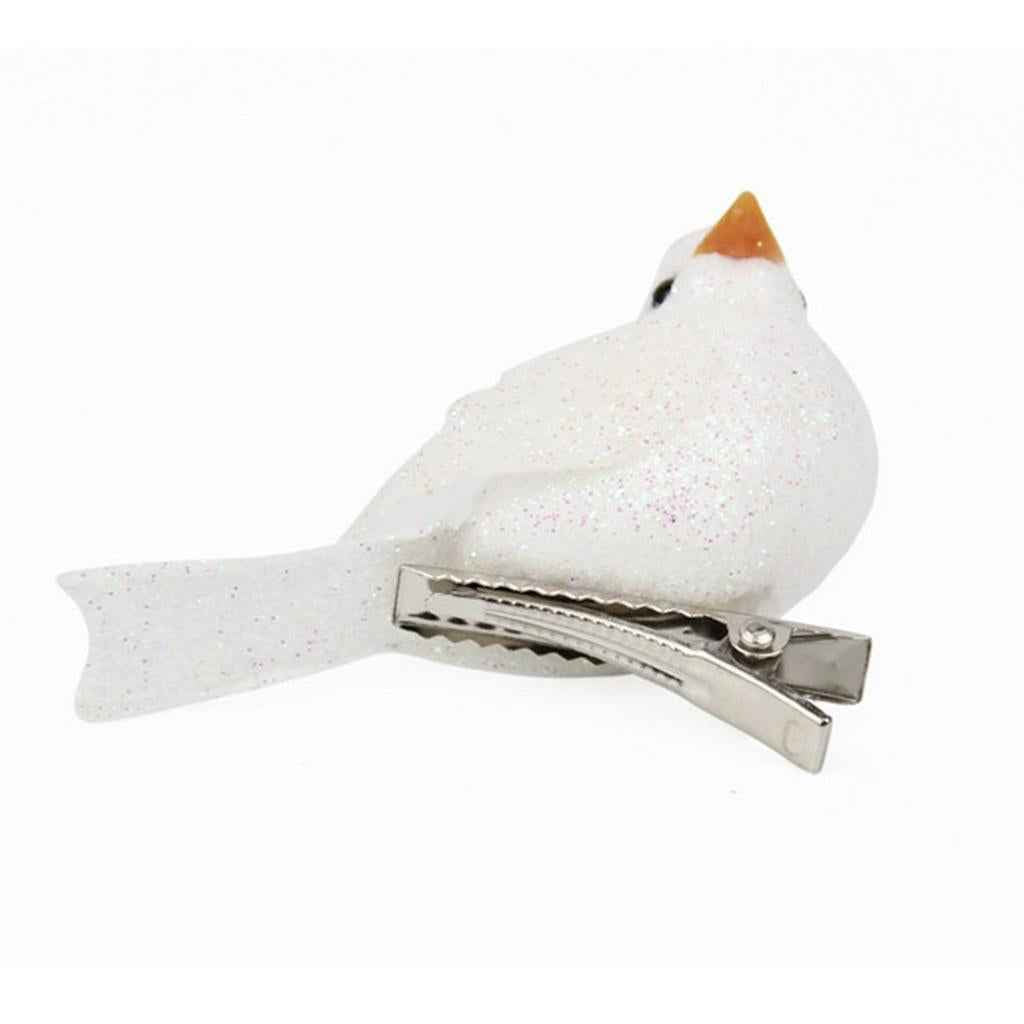 12Pcs Artificial Mini Decorative Bling Foam Birds for Crafts Garden White