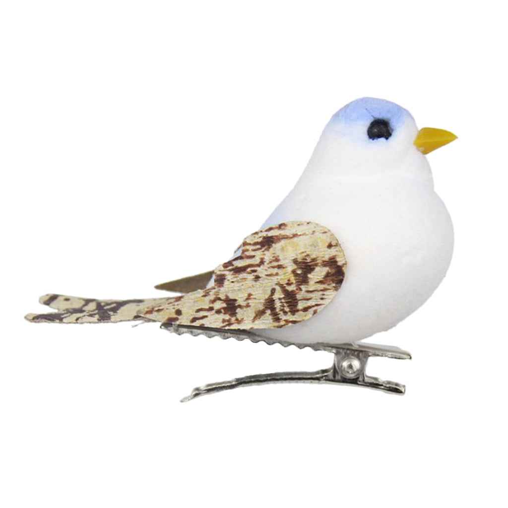 12Pcs Artificial Mini Decorative Foam Birds for Crafts Garden Decor Blue