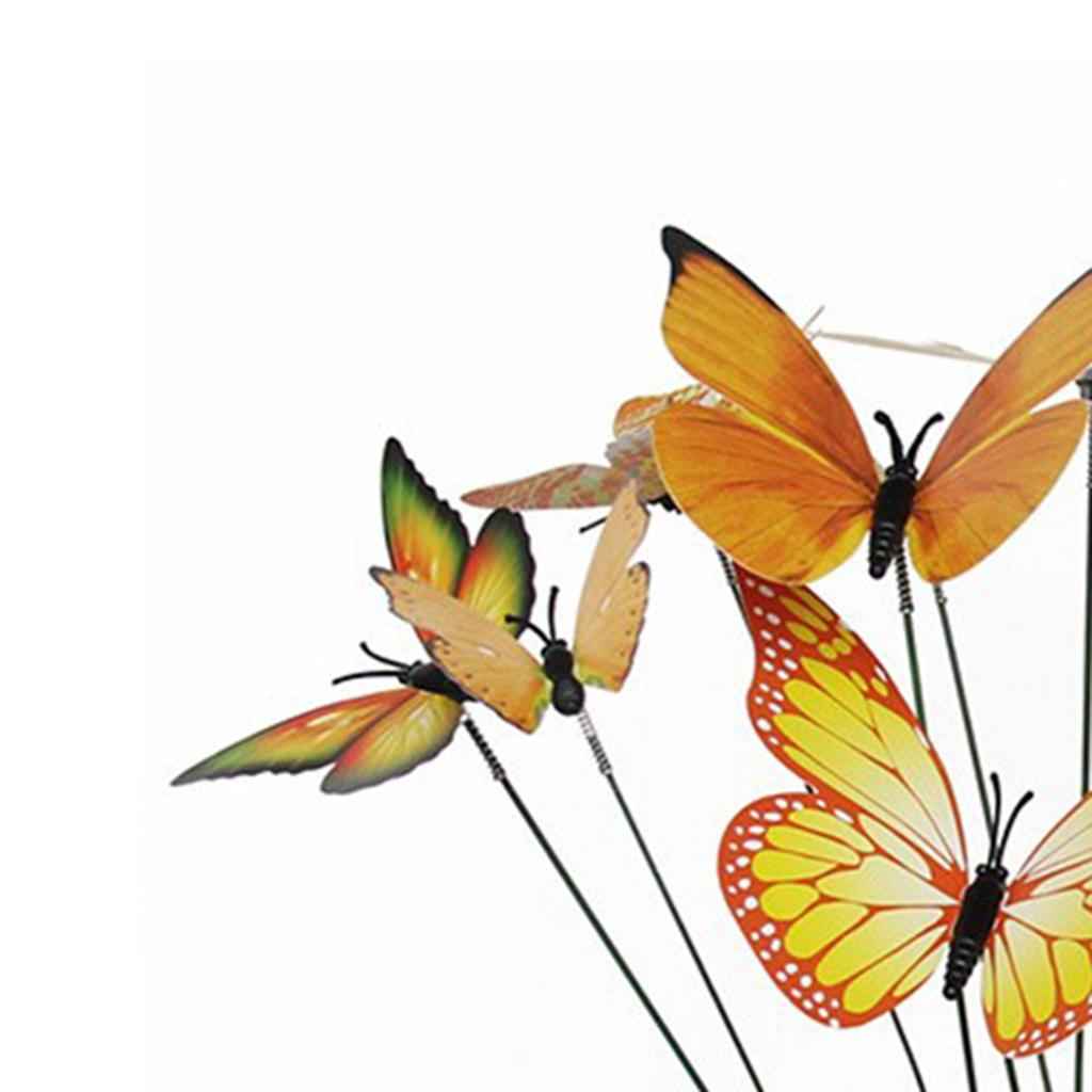 12 Pieces Garden Yard Planter Butterfly Stakes Lawn Decor Ornaments Yellow
