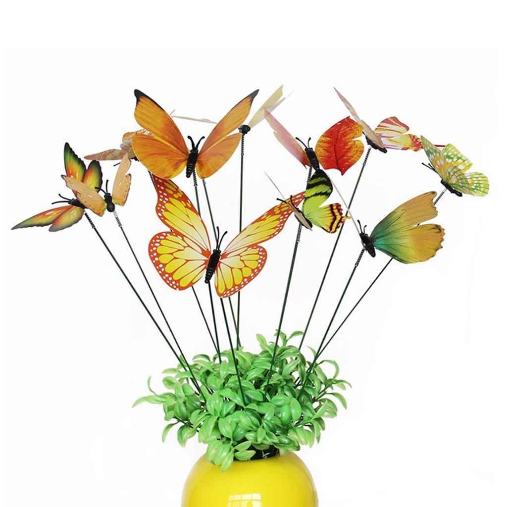 12 Pieces Garden Yard Planter Butterfly Stakes Lawn Decor Ornaments Yellow