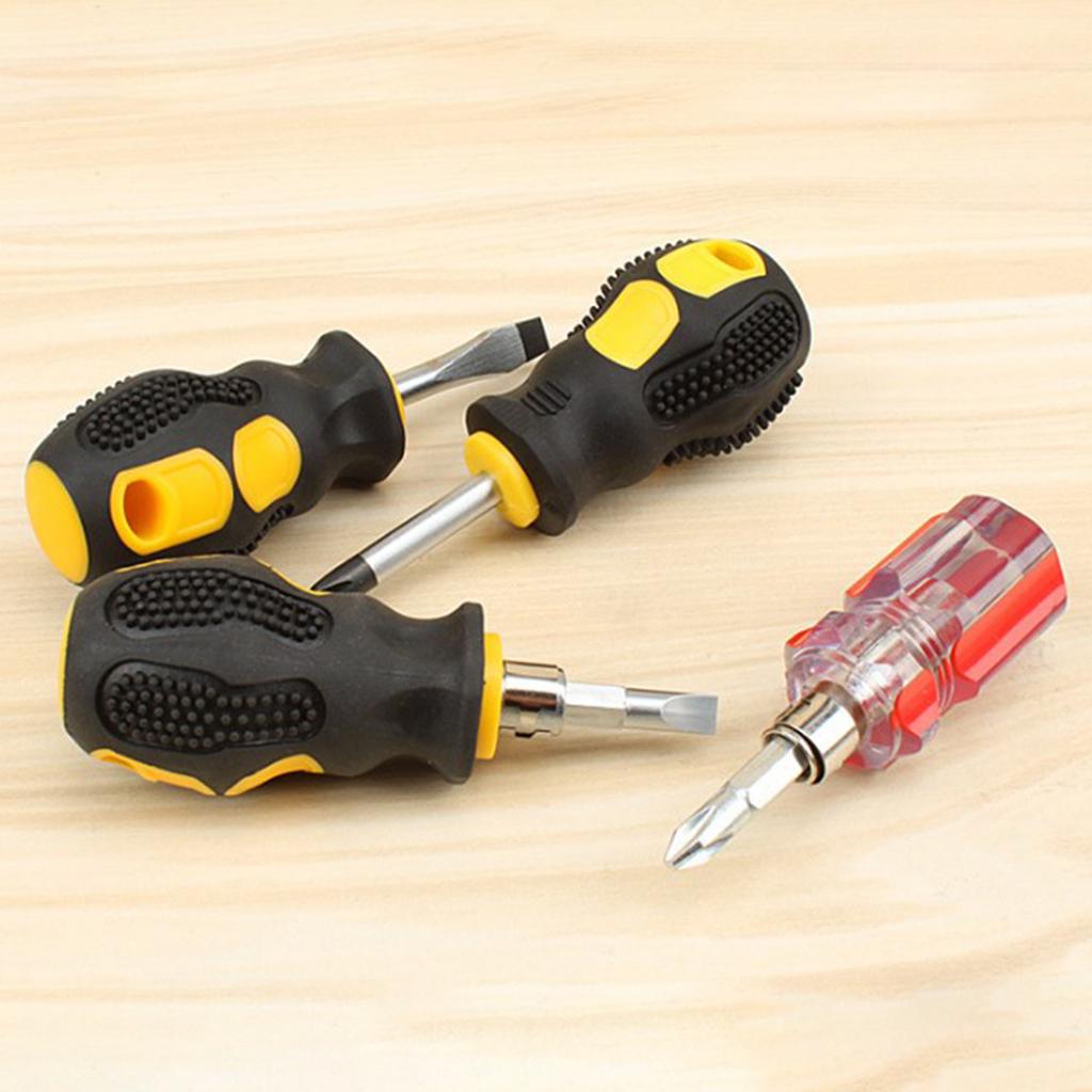 3xShort Handle Mini Magnetic Screwdriver Repair Tools 2 in 1