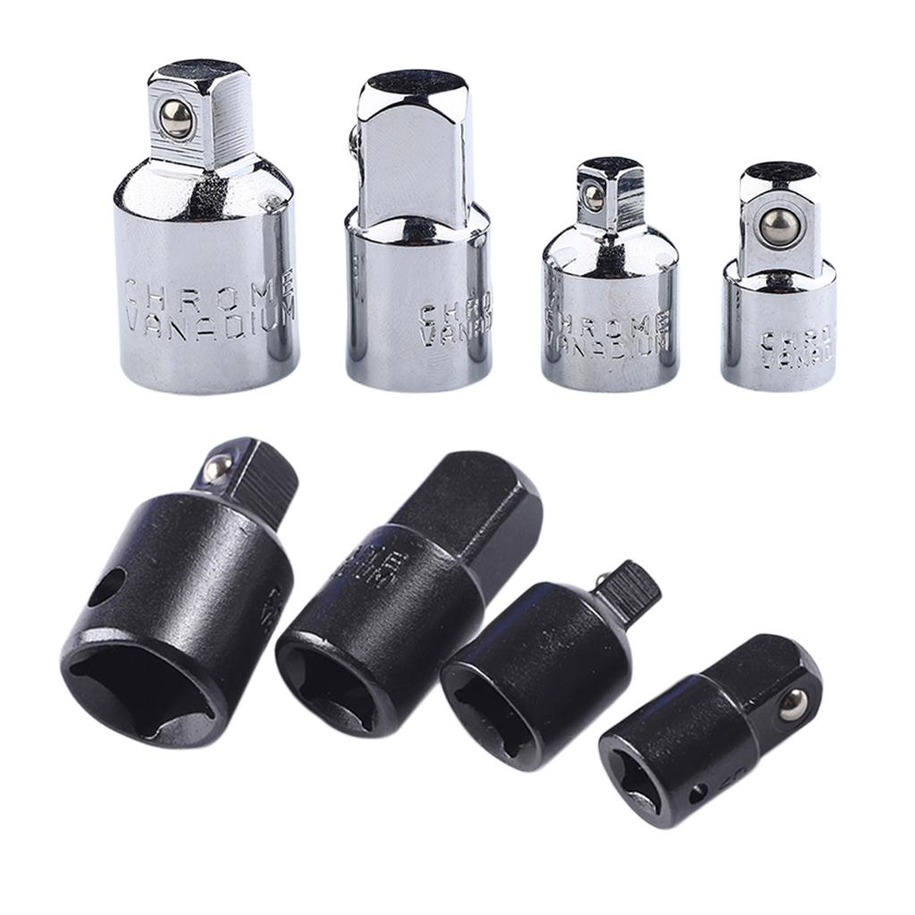 2x4pcs 1/4 3/8 1/2 Drive Socket Adapter Converter Reducer Silver