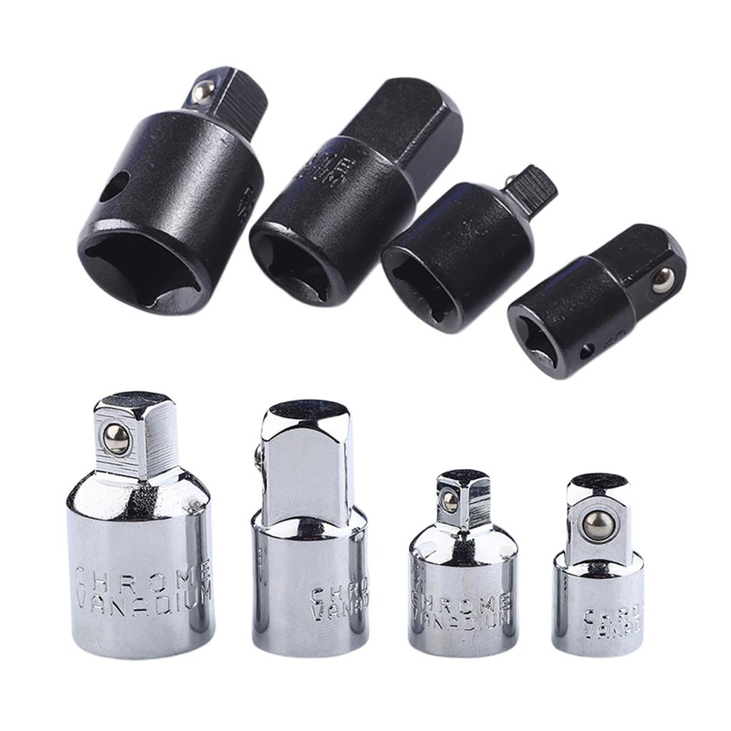 2x4pcs 1/4 3/8 1/2 Drive Socket Adapter Converter Reducer Silver