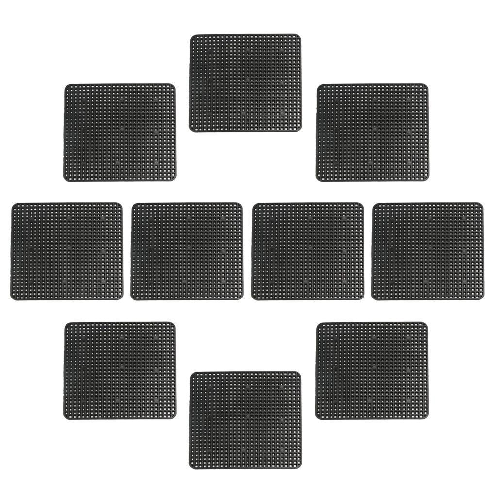 3xSquare Plastic Drainage Mesh Sheet Bonsai Flowerpot Bottom Net 12x12cm_10Pcs