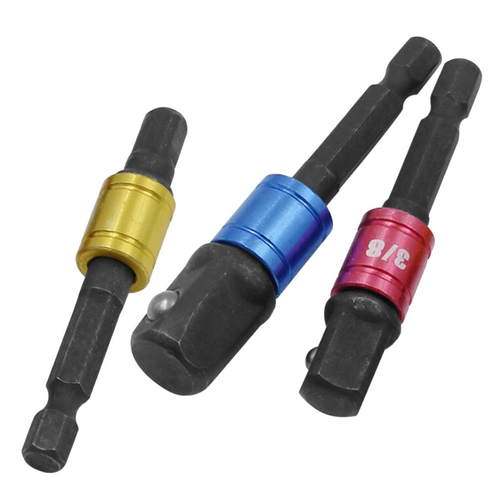 2xSet of 3 1/2 3/8" 1/4" Drill Bit Driver Extension Adapter Socket Black"
