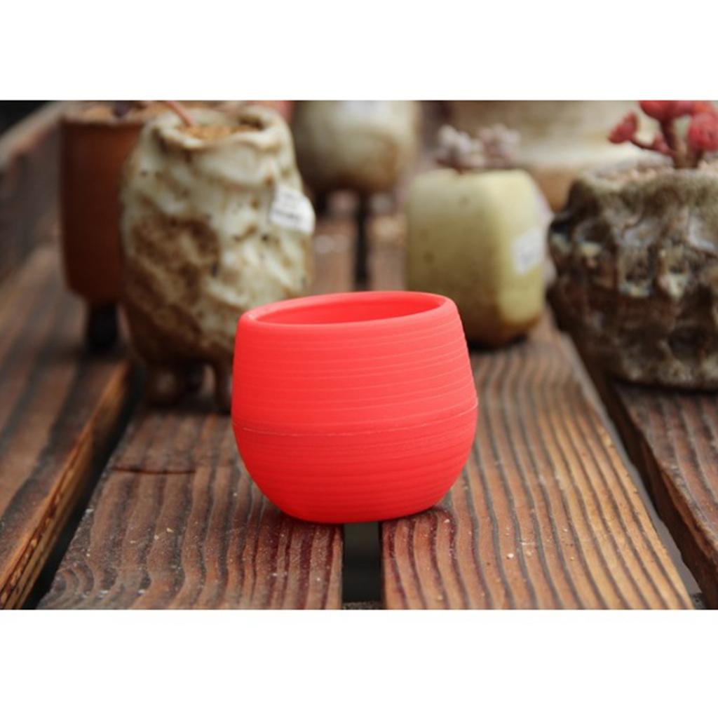2xSmall Cactus Succulent Planters Indoor Flower Pots with Drainage Hole Red