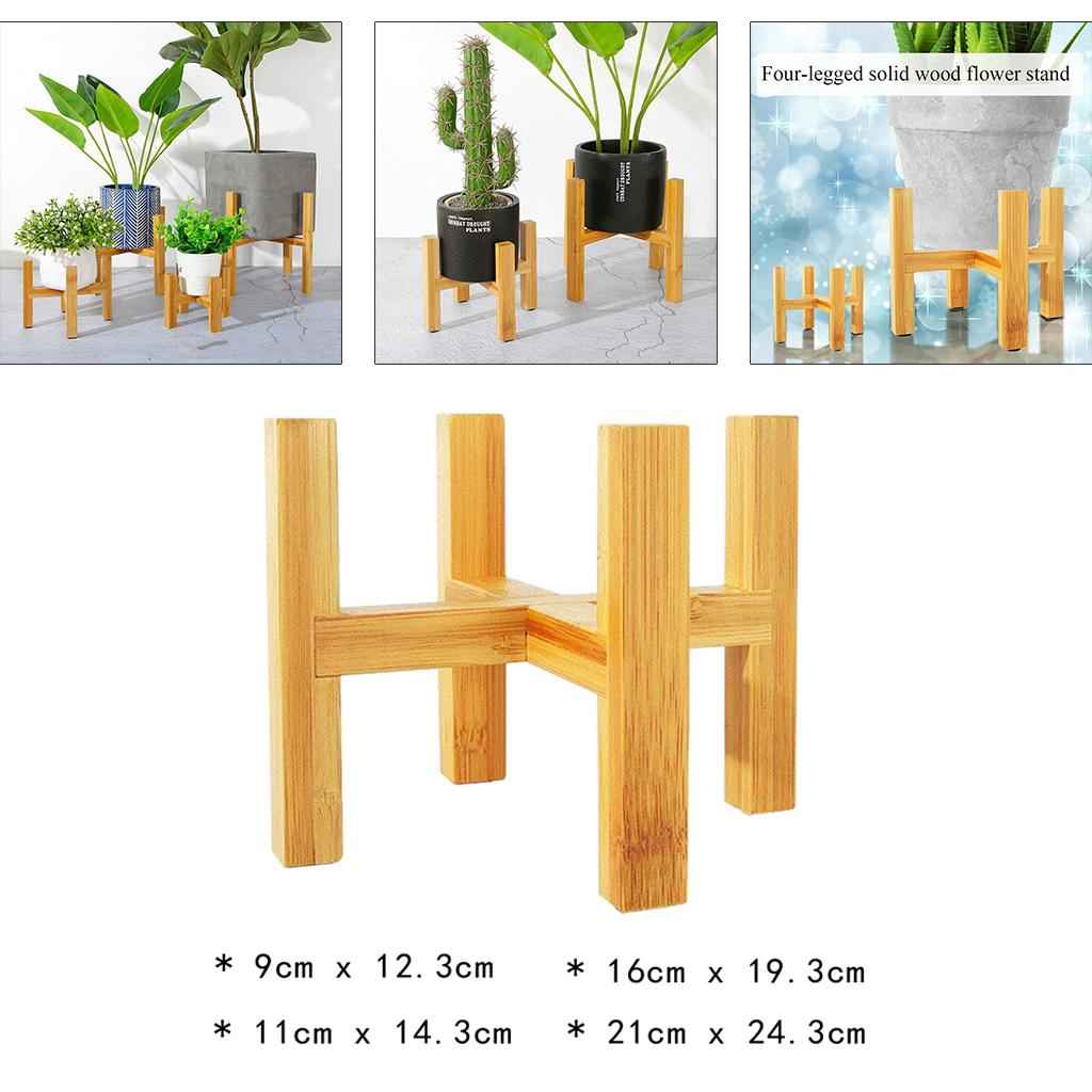 Wooden Flower Pot Holder Strong Bonsai Stand Four-legged Succulent Tray S