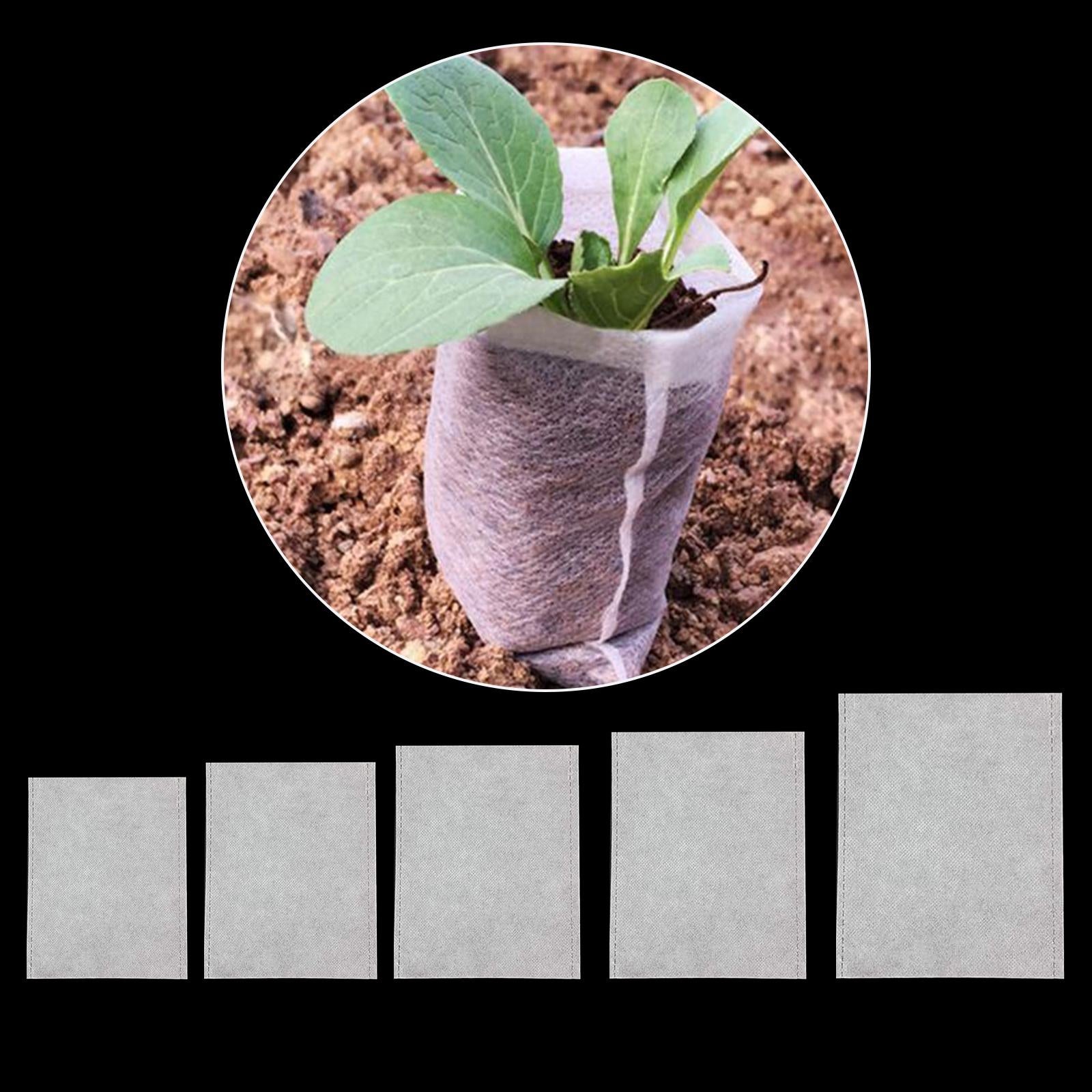 4x300pcs/Set Biodegradable Non-Woven Nursery Bag Plants Grow Pots 8x10cm