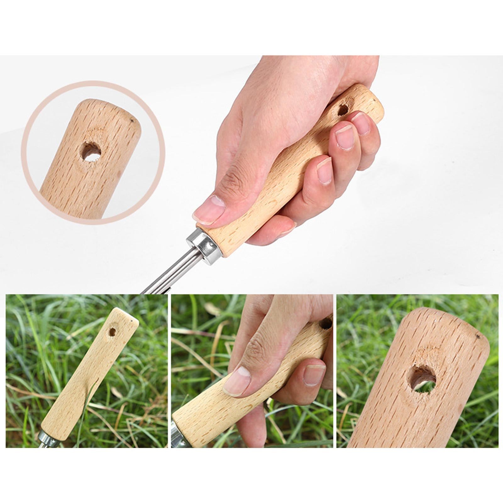 3xMini Garden Weed Removal Stainless Steel Wooden Handle Easy Weed Removal