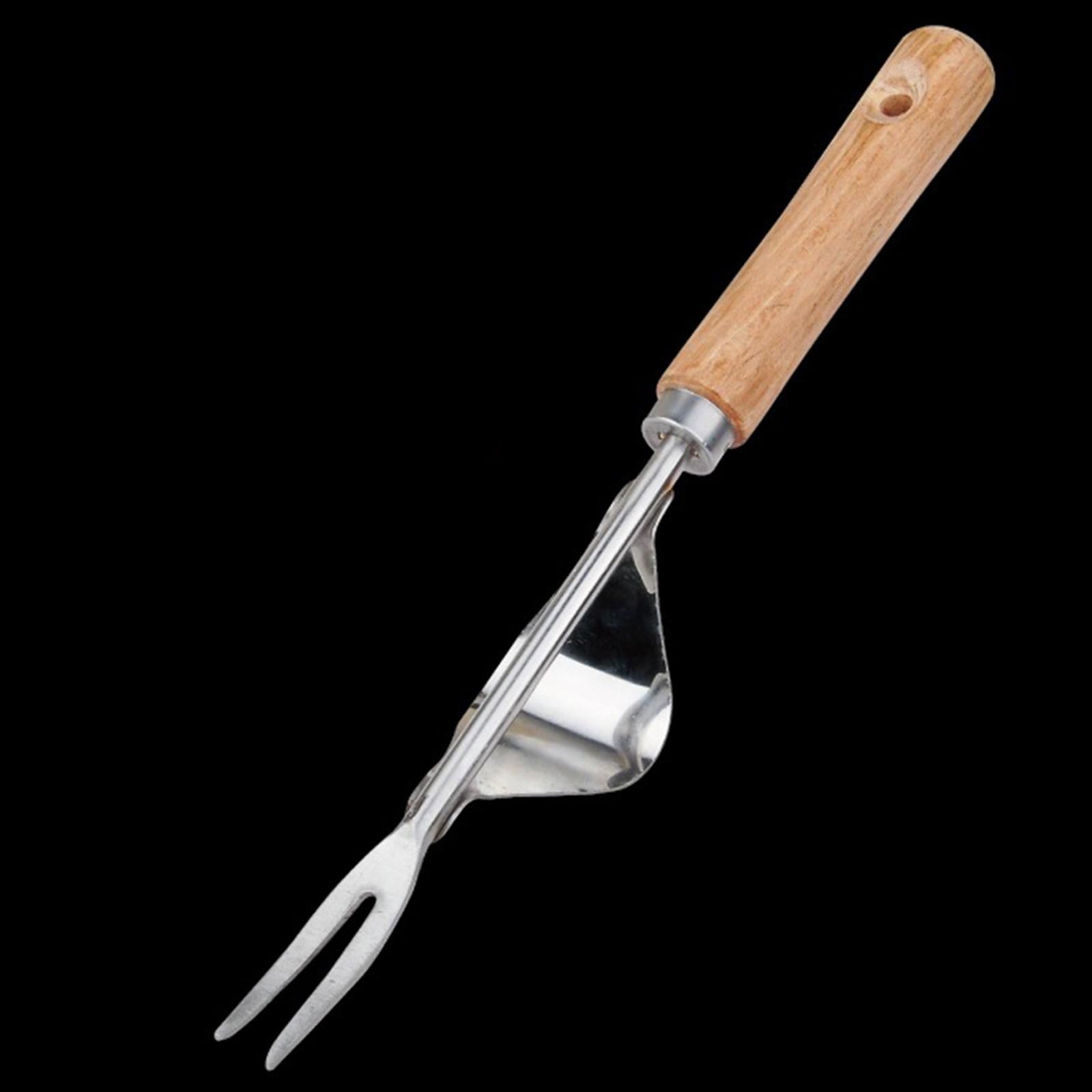 3xMini Garden Weed Removal Stainless Steel Wooden Handle Easy Weed Removal