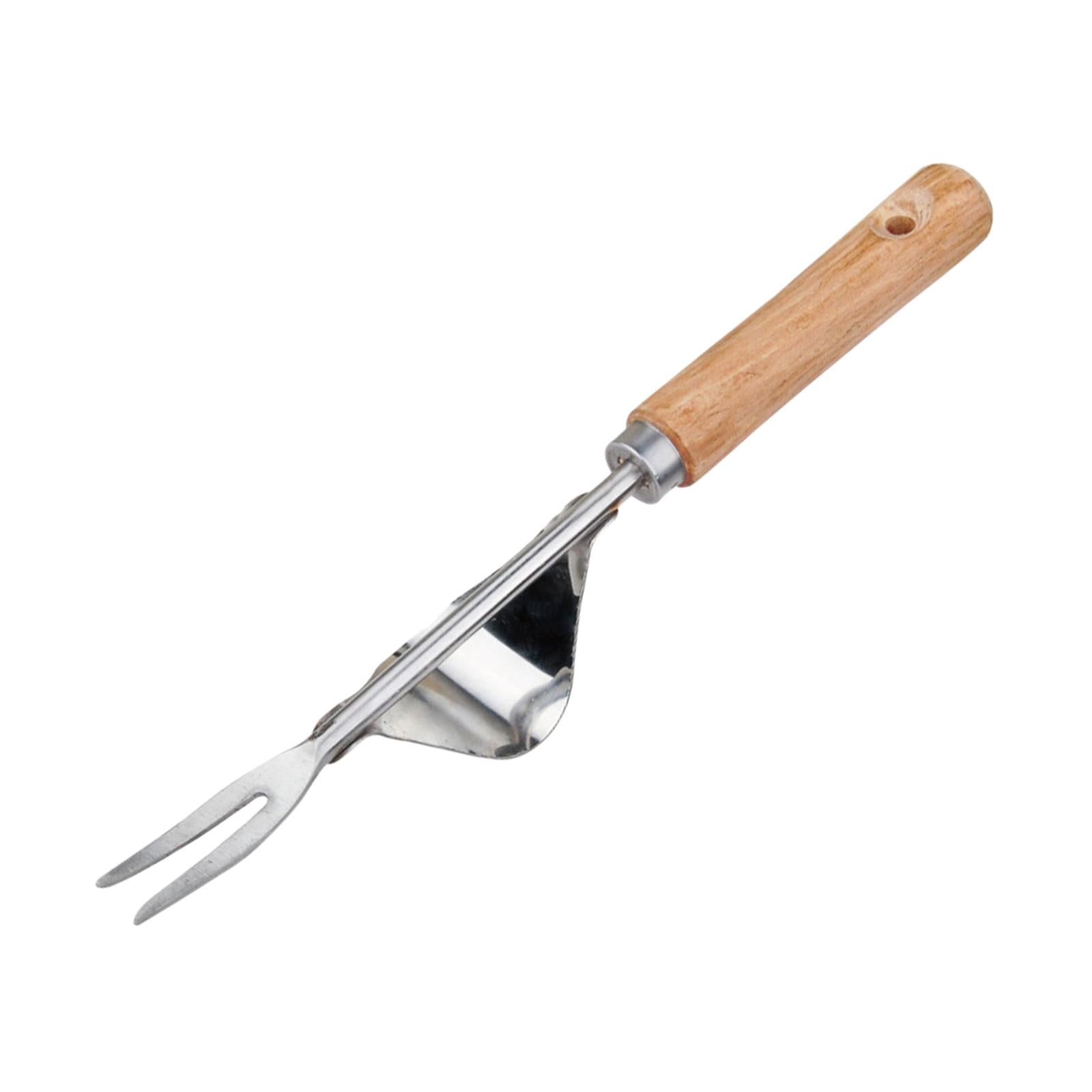 2xMini Garden Weed Removal Stainless Steel Wooden Handle Easy Weed Removal