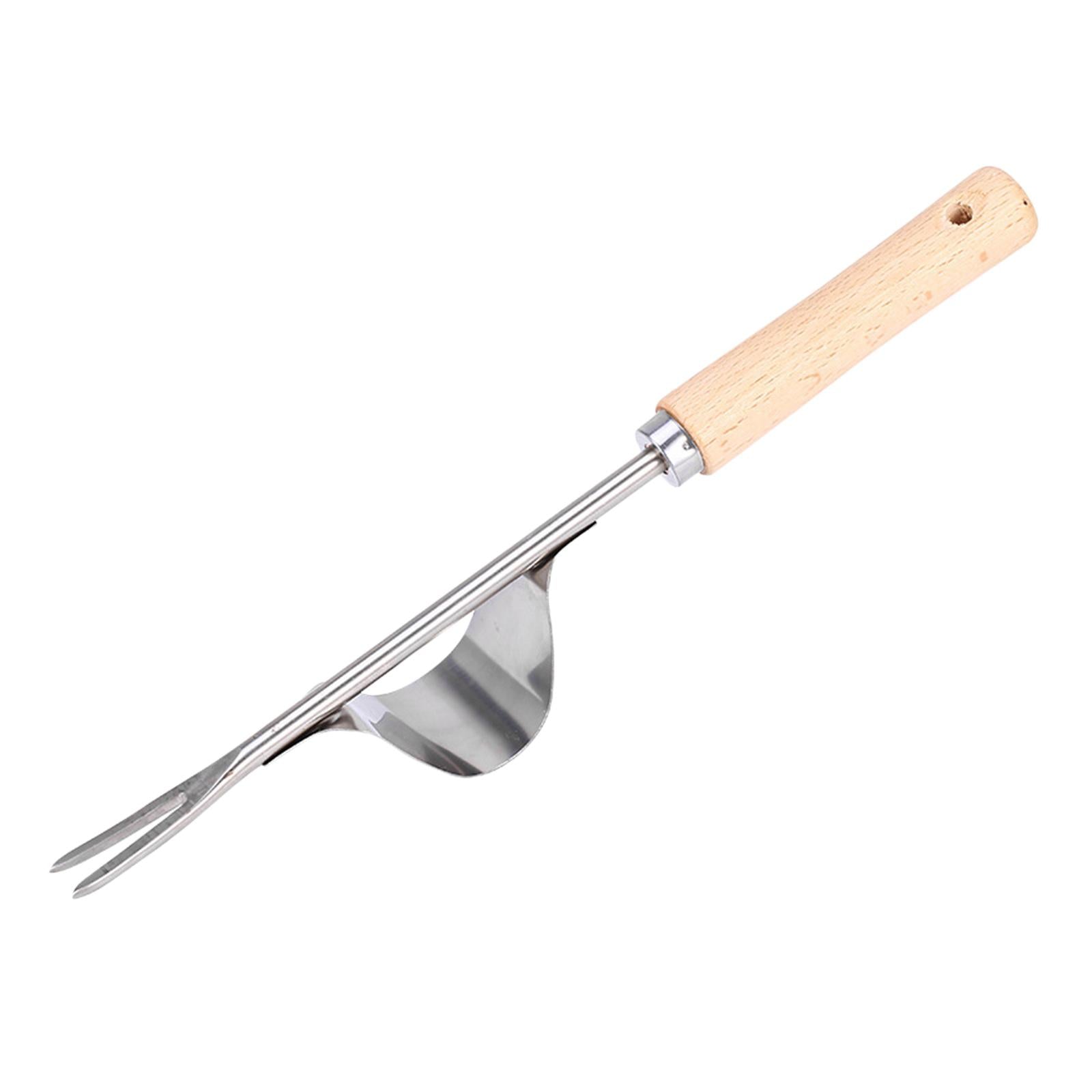 2xMini Garden Weed Removal Stainless Steel Wooden Handle Easy Weed Removal