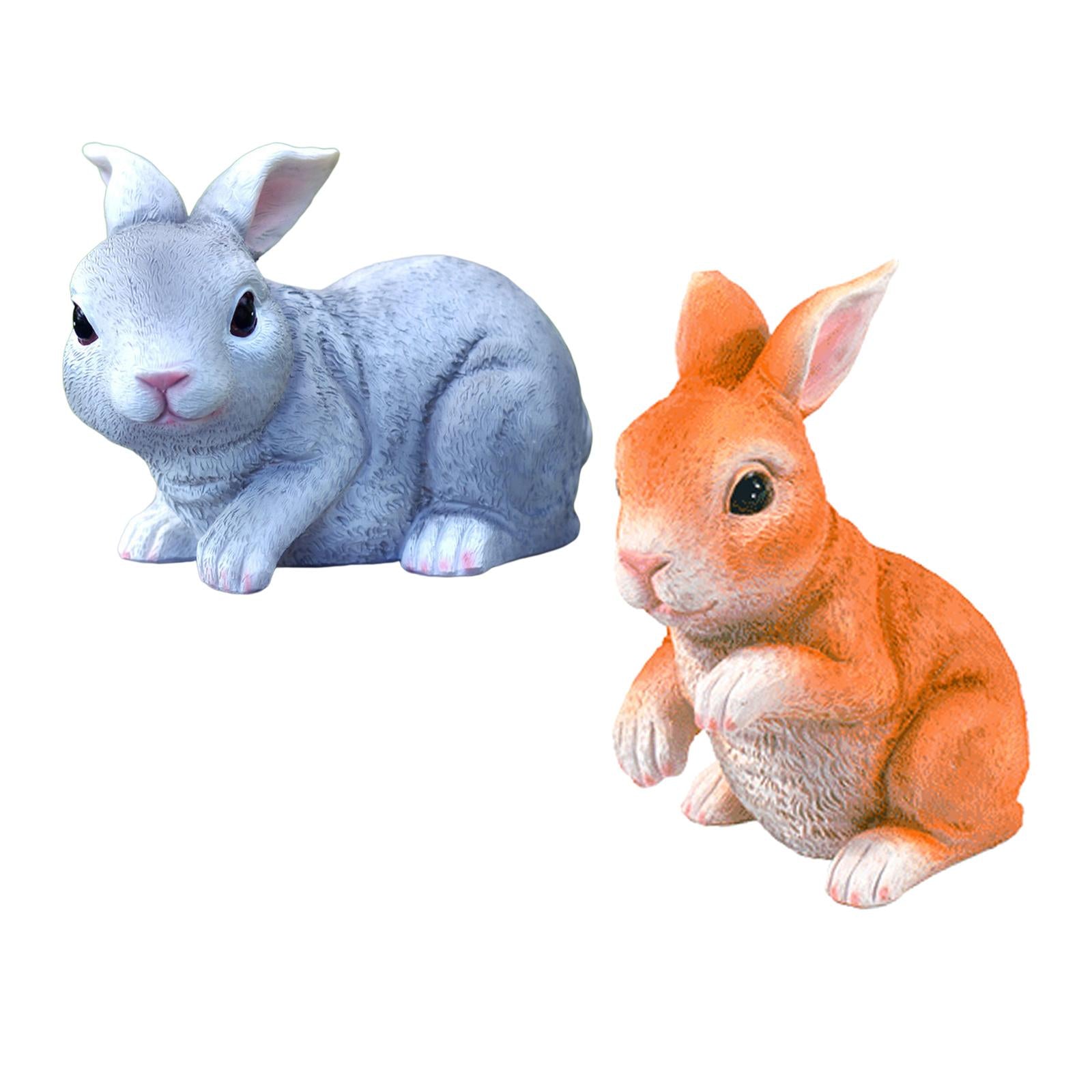 Bunny Rabbits Yard Garden Statues Figurines Easter gray 7.4x 4.5x5inch