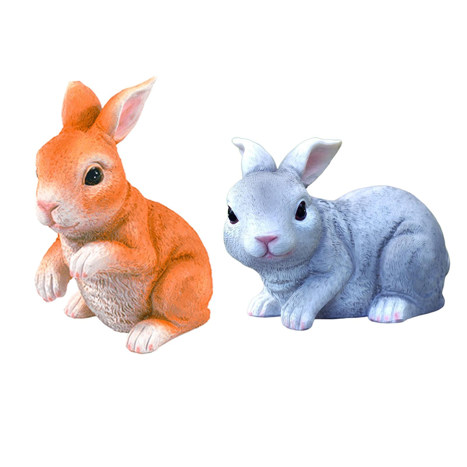 Bunny Rabbits Yard Garden Statues Figurines Easter gray 7.4x 4.5x5inch