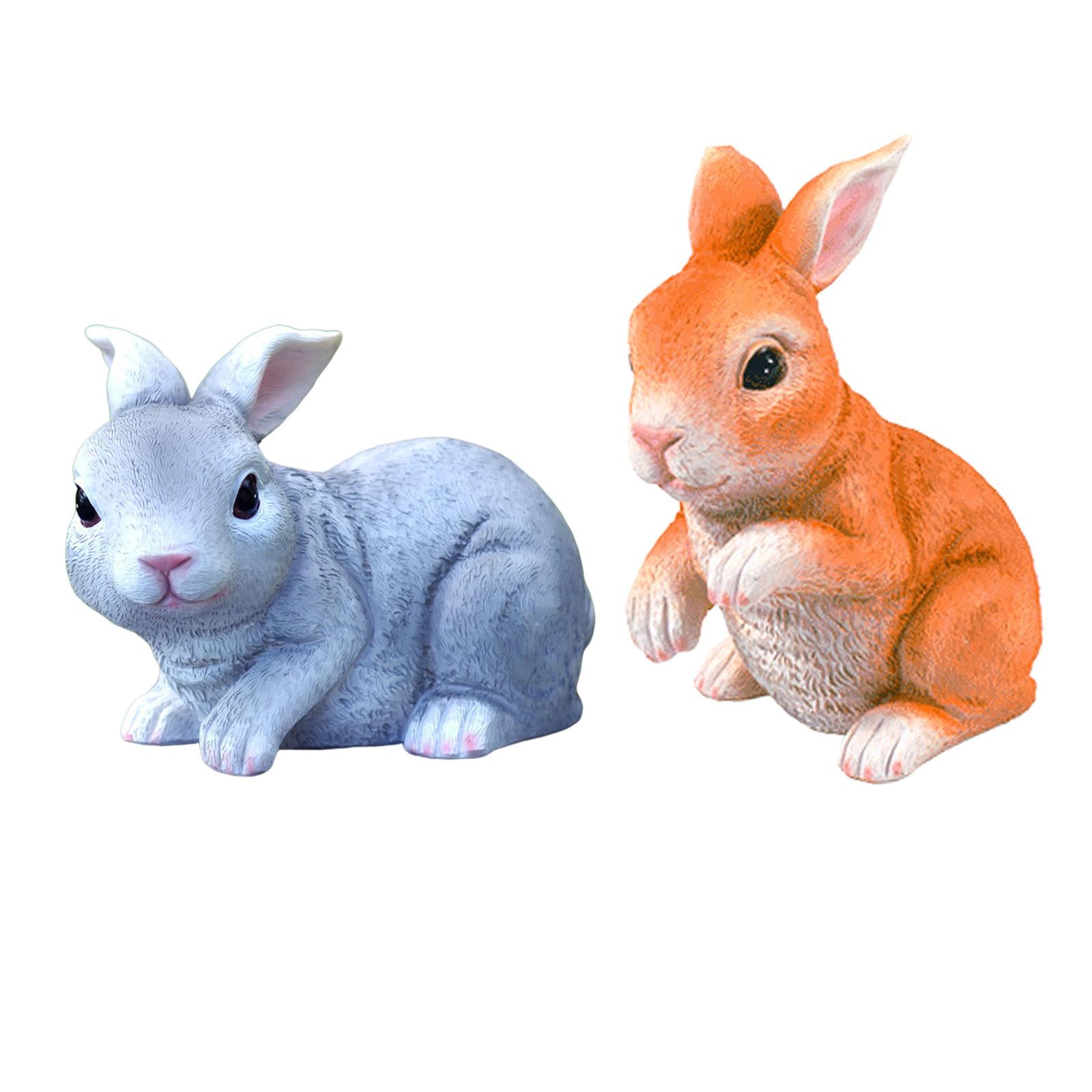 Bunny Rabbits Yard Garden Statues Figurines Easter gray 7.4x 4.5x5inch