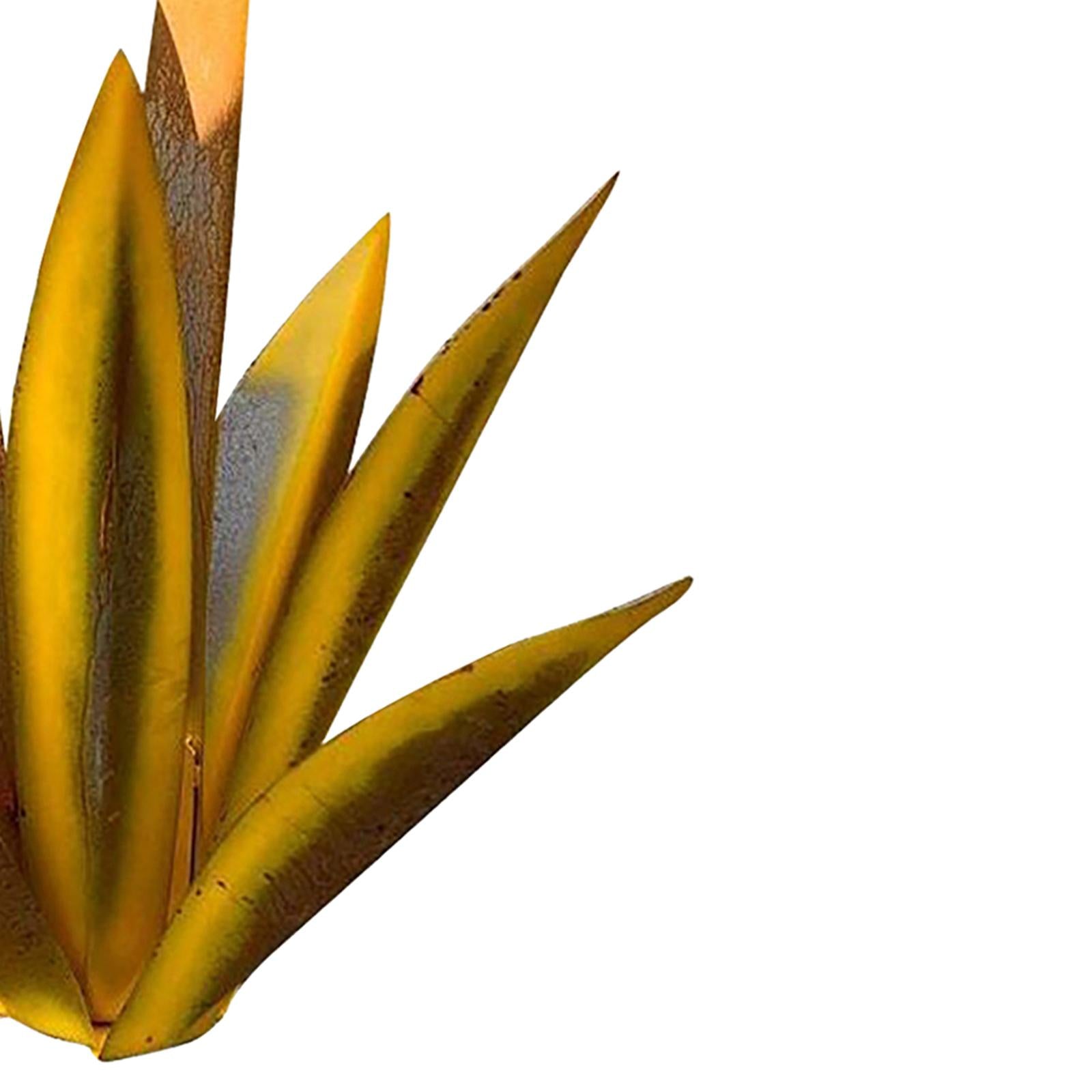 DIY Metal Art Tequila Rustic Sculpture 9 leaves Garden Sculpture Home Decor Yellow 35cm