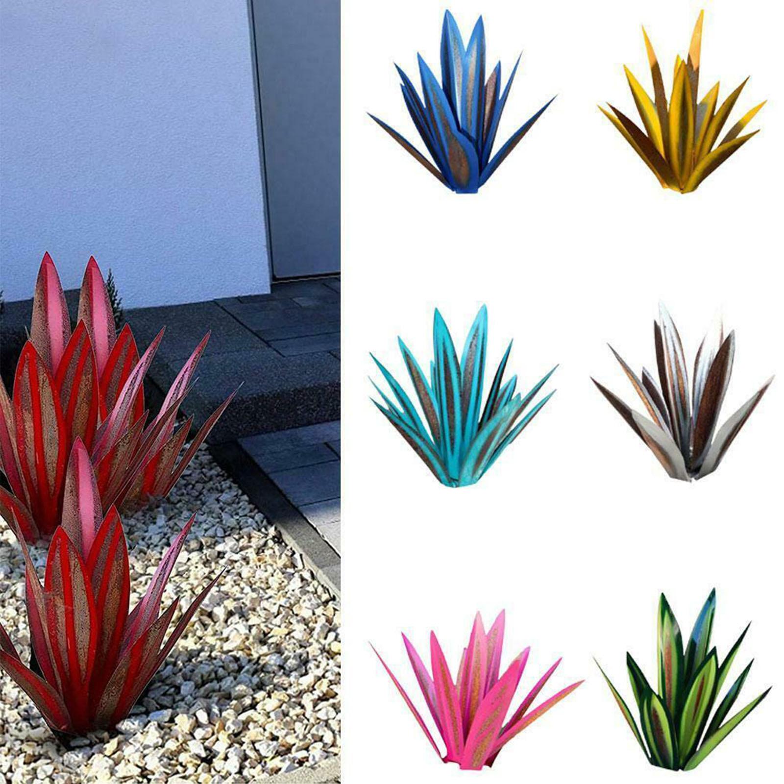 DIY Metal Art Tequila Rustic Sculpture 9 leaves Garden Sculpture Home Decor Yellow 35cm