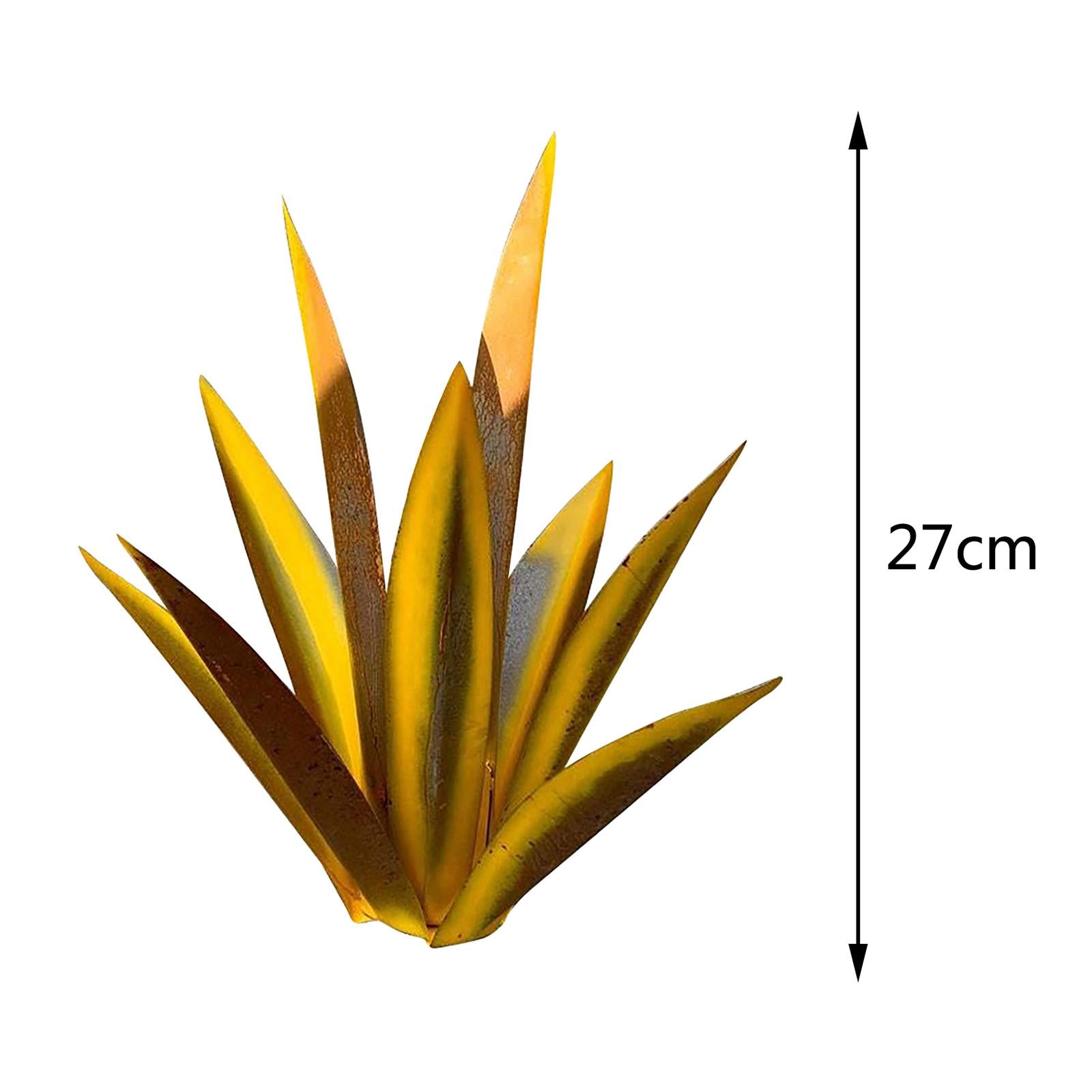 DIY Metal Art Tequila Rustic Sculpture 9 leaves Garden Sculpture Home Decor Yellow 35cm