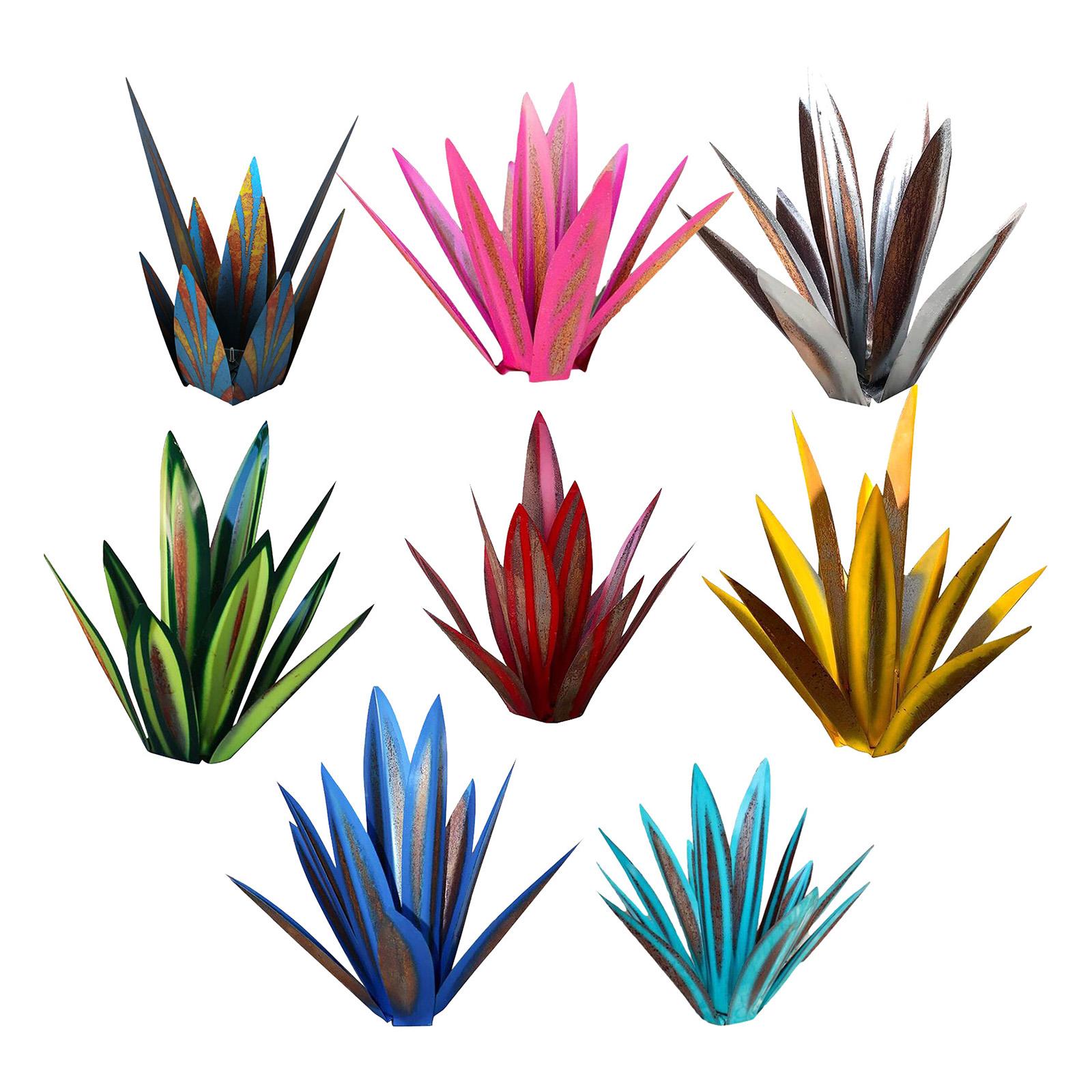 DIY Metal Art Tequila Rustic Sculpture 9 leaves Garden Sculpture Home Decor Dark Blue 27cm
