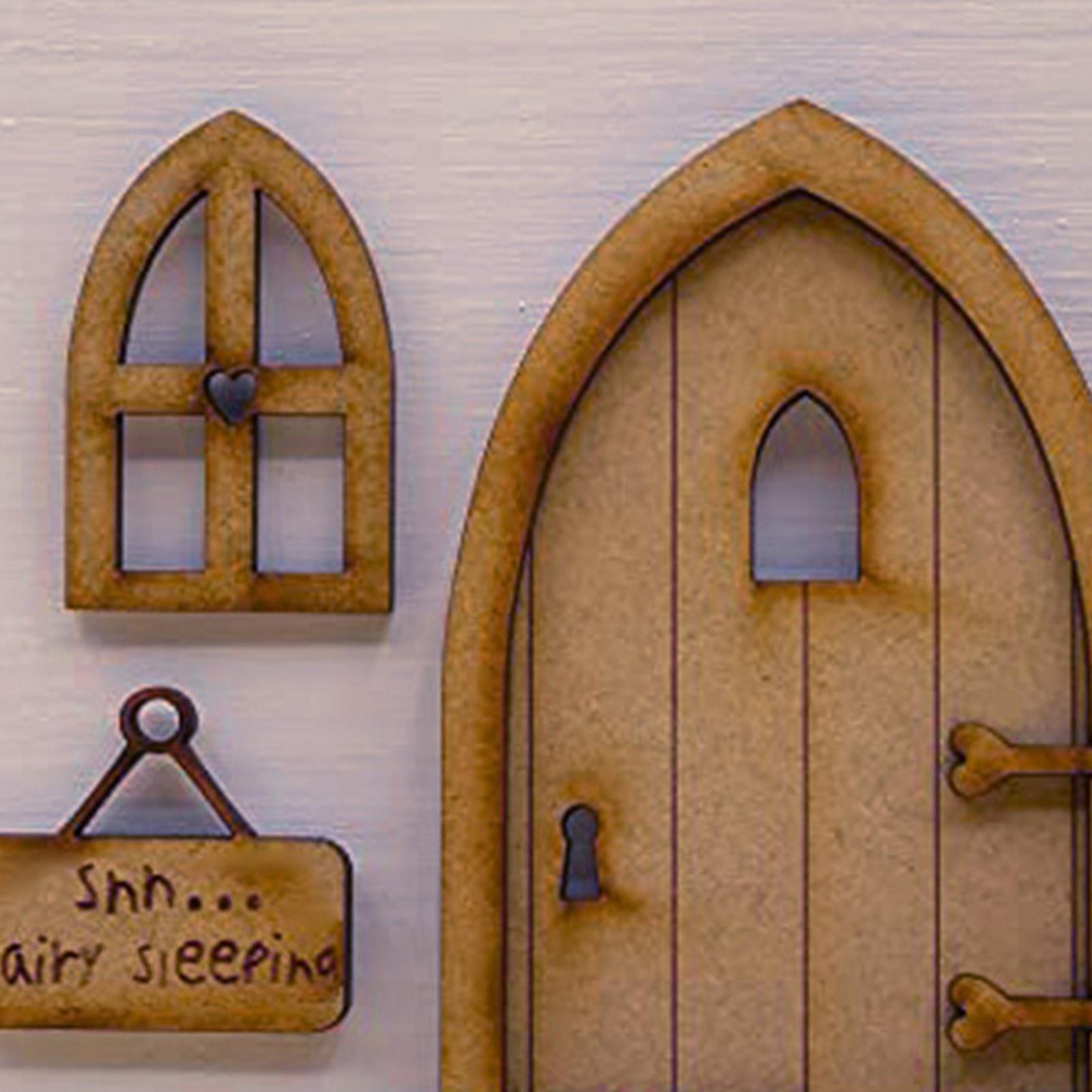 DIY Miniature Fairy Sign Doll House Wooden Fairy Garden Door Decoration